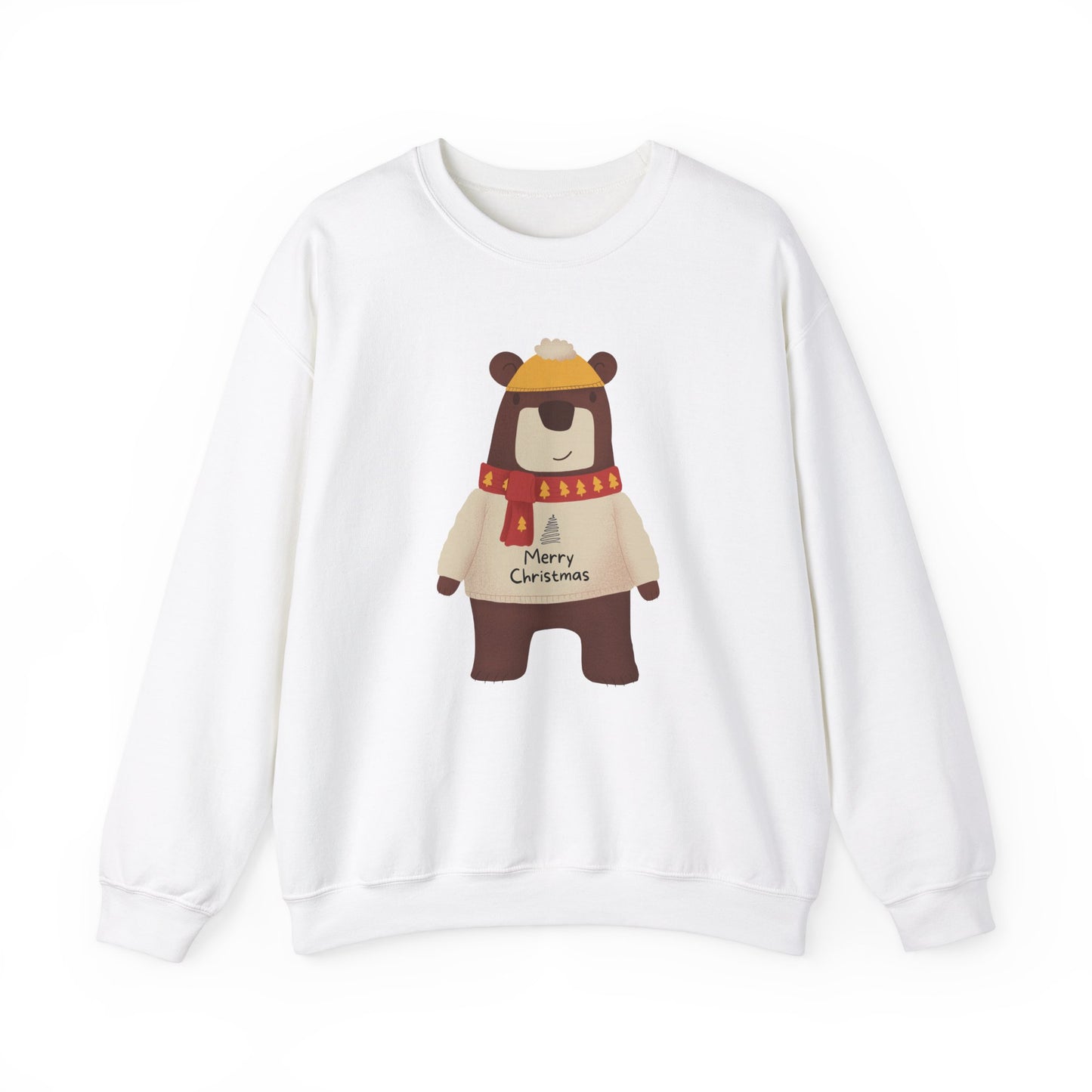Unisex Heavy Blend Crewneck Sweatshirt Festive Bear in Sweater & Scarf 🎄🐻❤️
