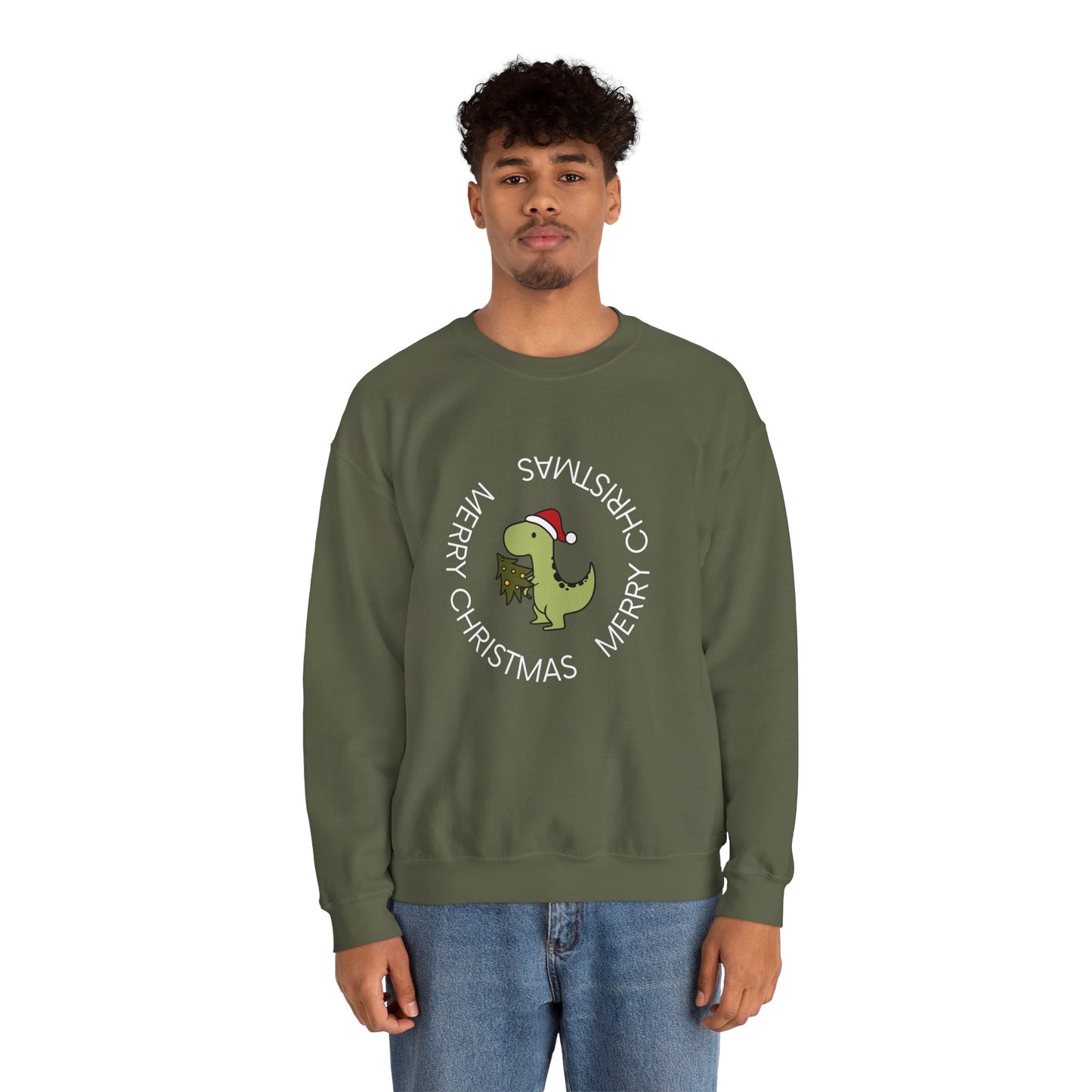 Dino-Merry Christmas 🎄🦖🎅 Unisex Heavy Blend Crewneck Sweatshirt