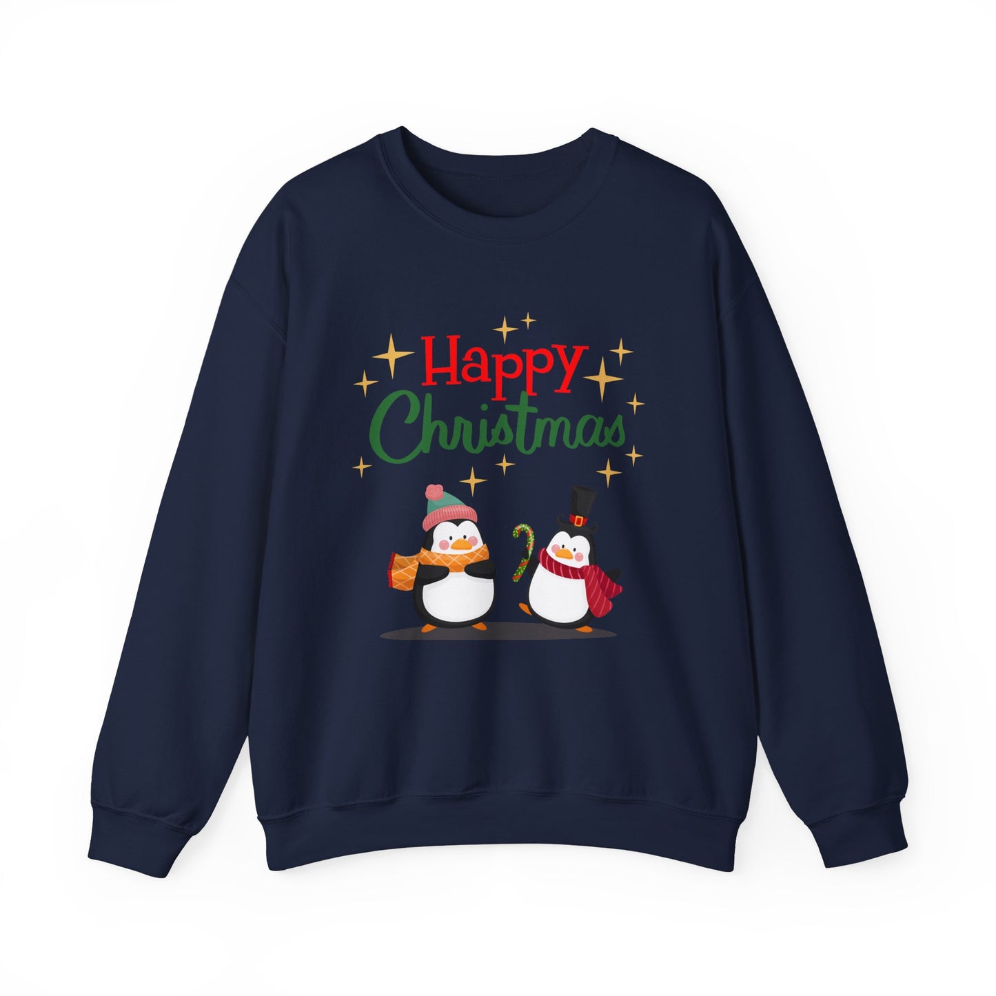 Unisex Heavy Blend Crewneck Sweatshirt Happy Christmas with Penguins 🎄🐧✨