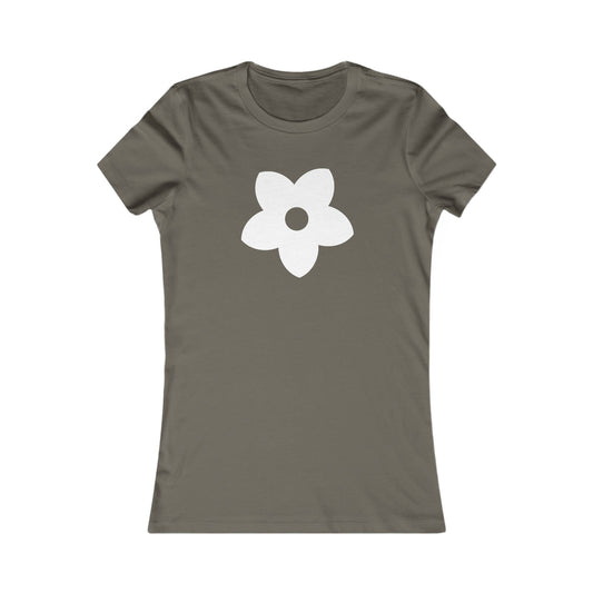 Women's Favorite T-Shirt "Petals of Joy" Playful 5-Petal Flower Design White Print