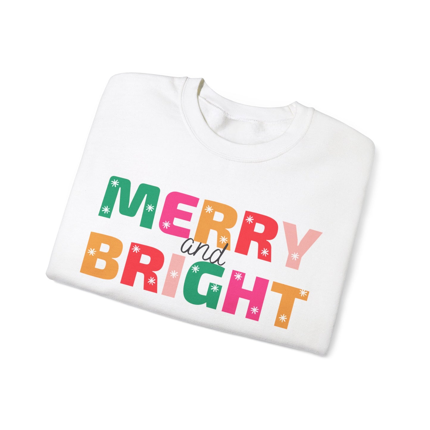 Unisex Heavy Blend Crewneck Sweatshirt Colorful Merry and Bright 🎄✨🌈