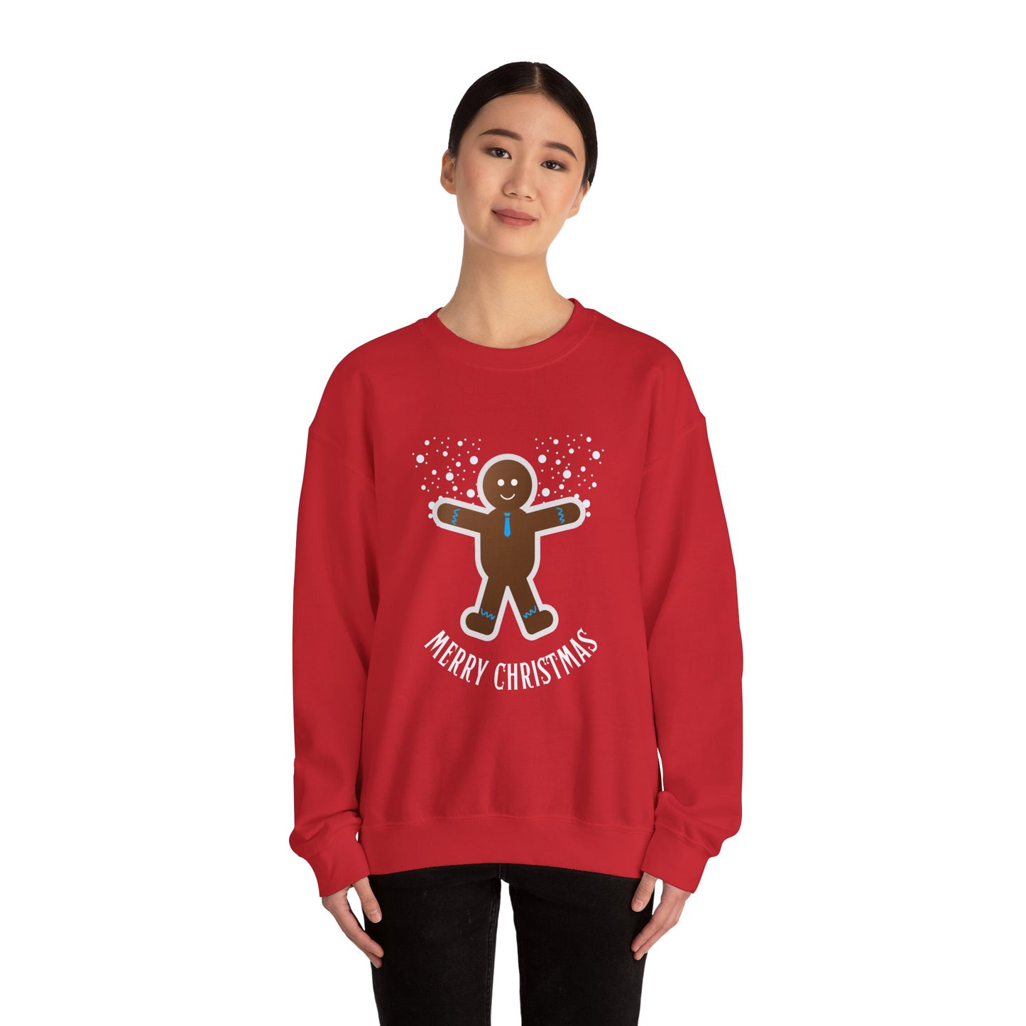 Unisex Heavy Blend Crewneck Sweatshirt Merry Christmas Happy Gingerbread Man 🎄🍪✨