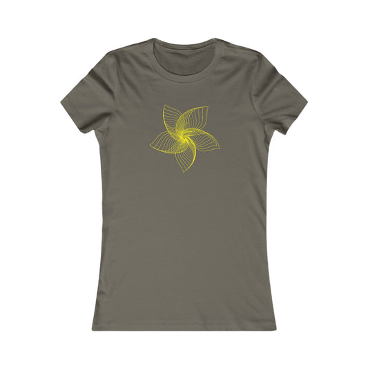 Women's Favorite T-Shirt "Geometric Petal Play" Whimsical 5-Petal Flower Yellow Print