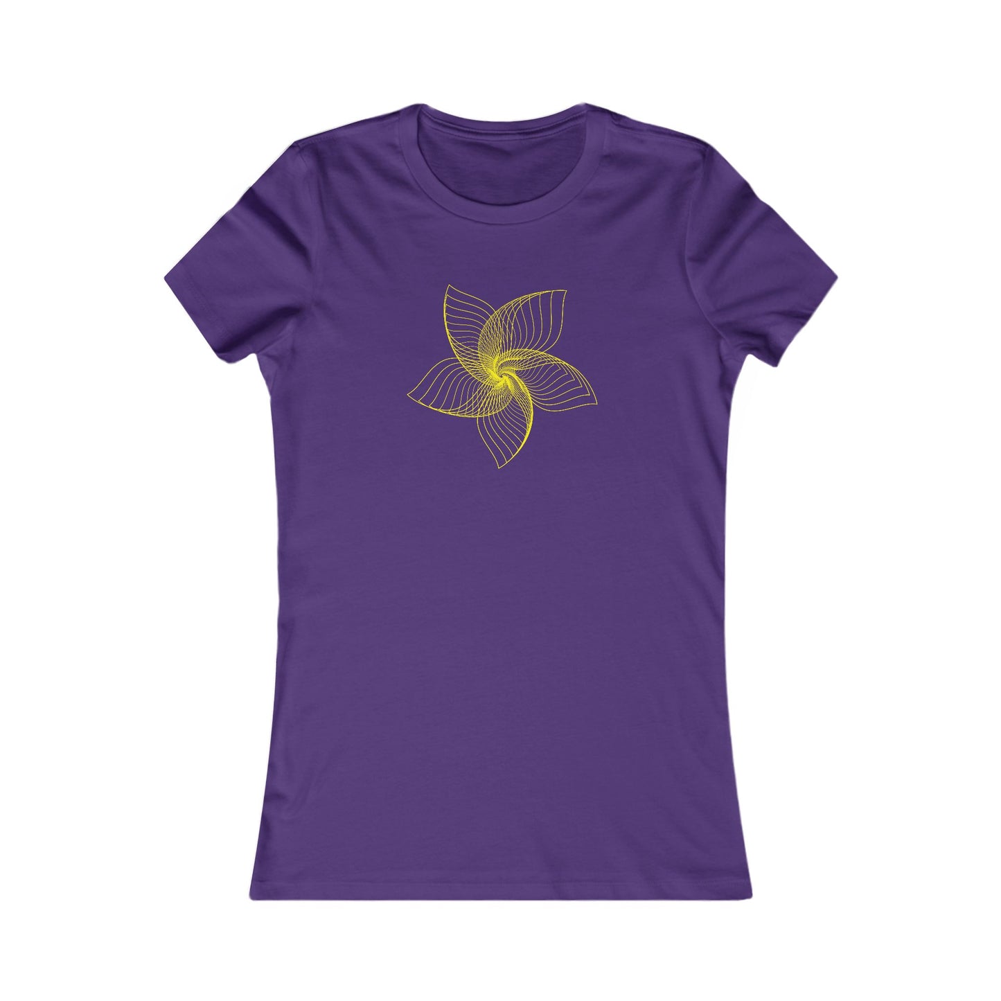 Women's Favorite T-Shirt "Geometric Petal Play" Whimsical 5-Petal Flower Yellow Print