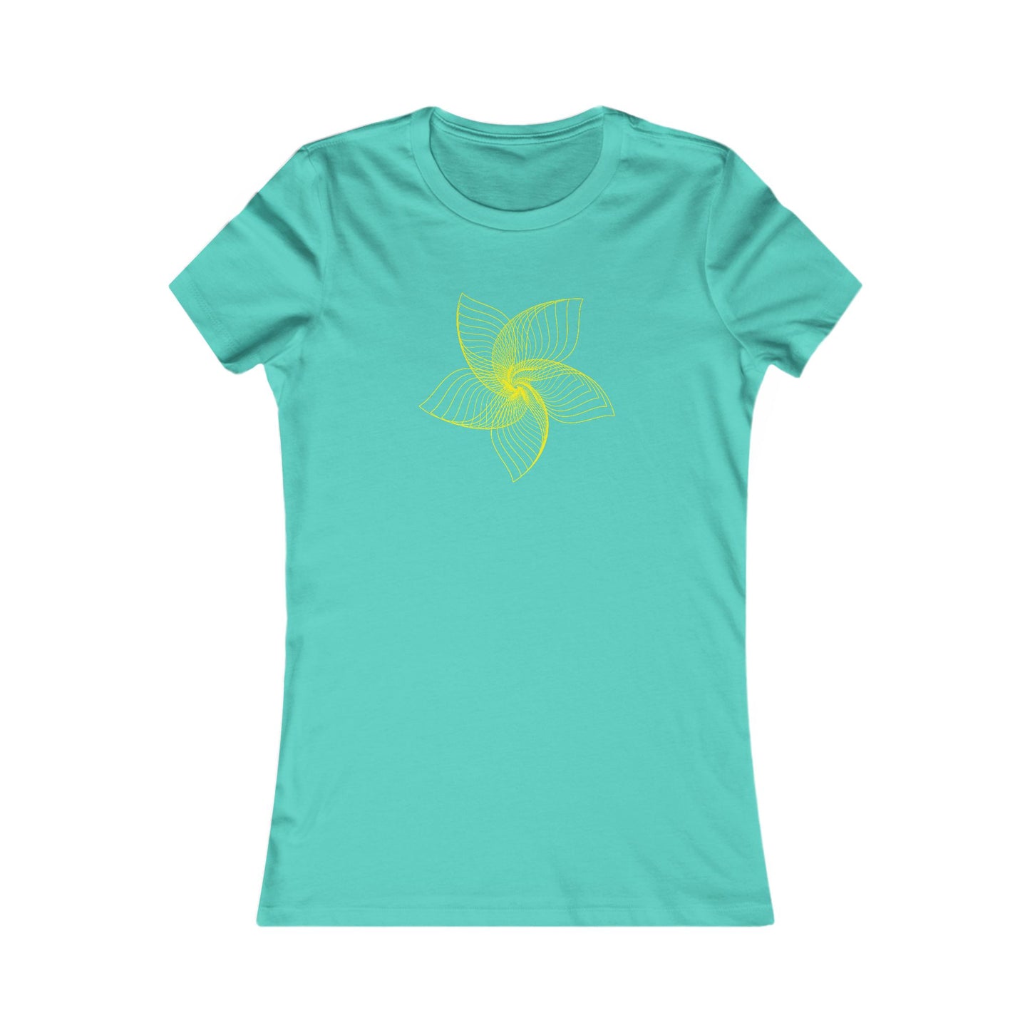 Women's Favorite T-Shirt "Geometric Petal Play" Whimsical 5-Petal Flower Yellow Print