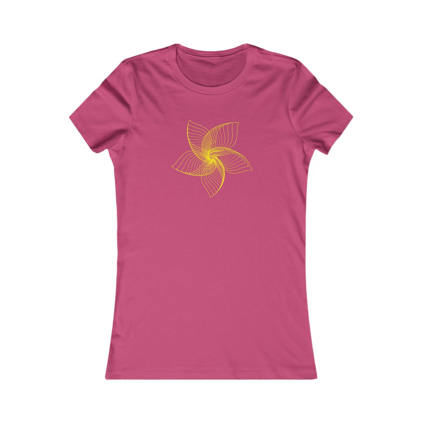 Women's Favorite T-Shirt "Geometric Petal Play" Whimsical 5-Petal Flower Yellow Print