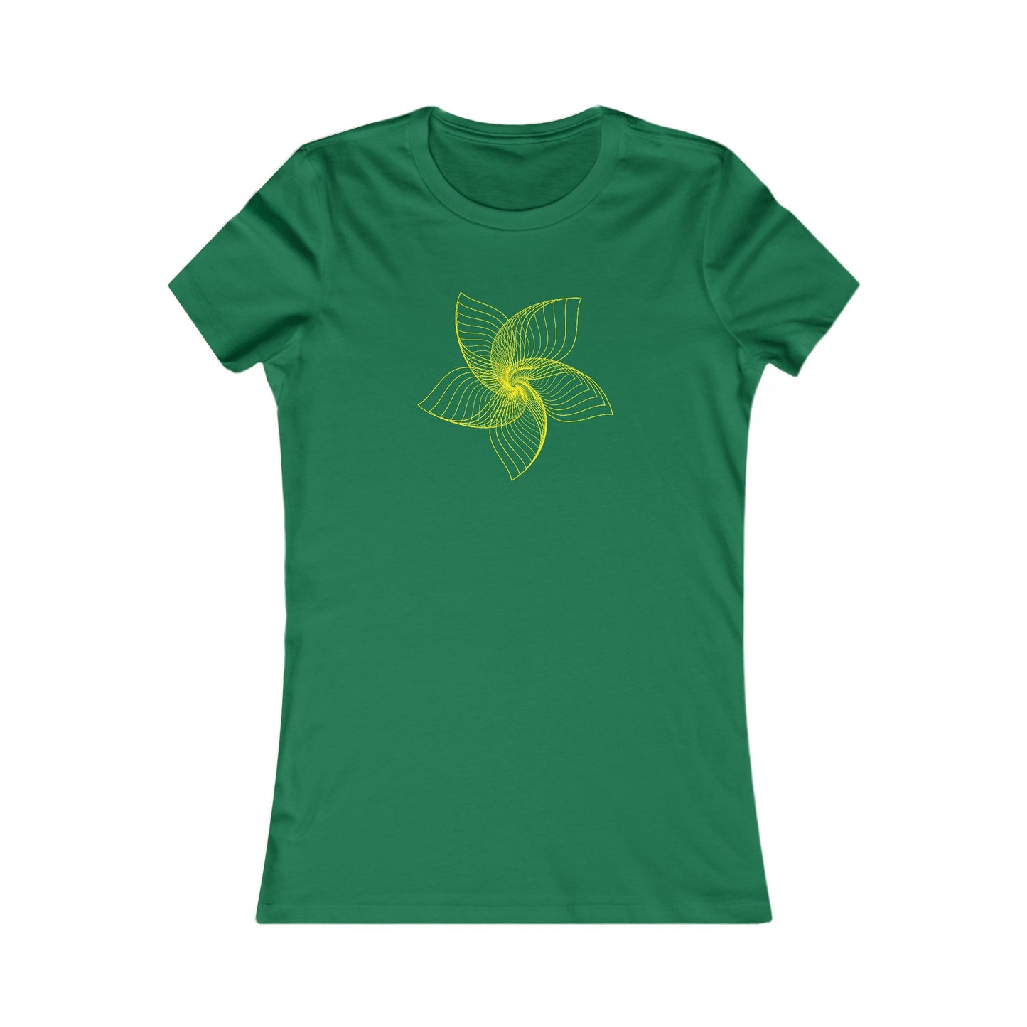 Women's Favorite T-Shirt "Geometric Petal Play" Whimsical 5-Petal Flower Yellow Print