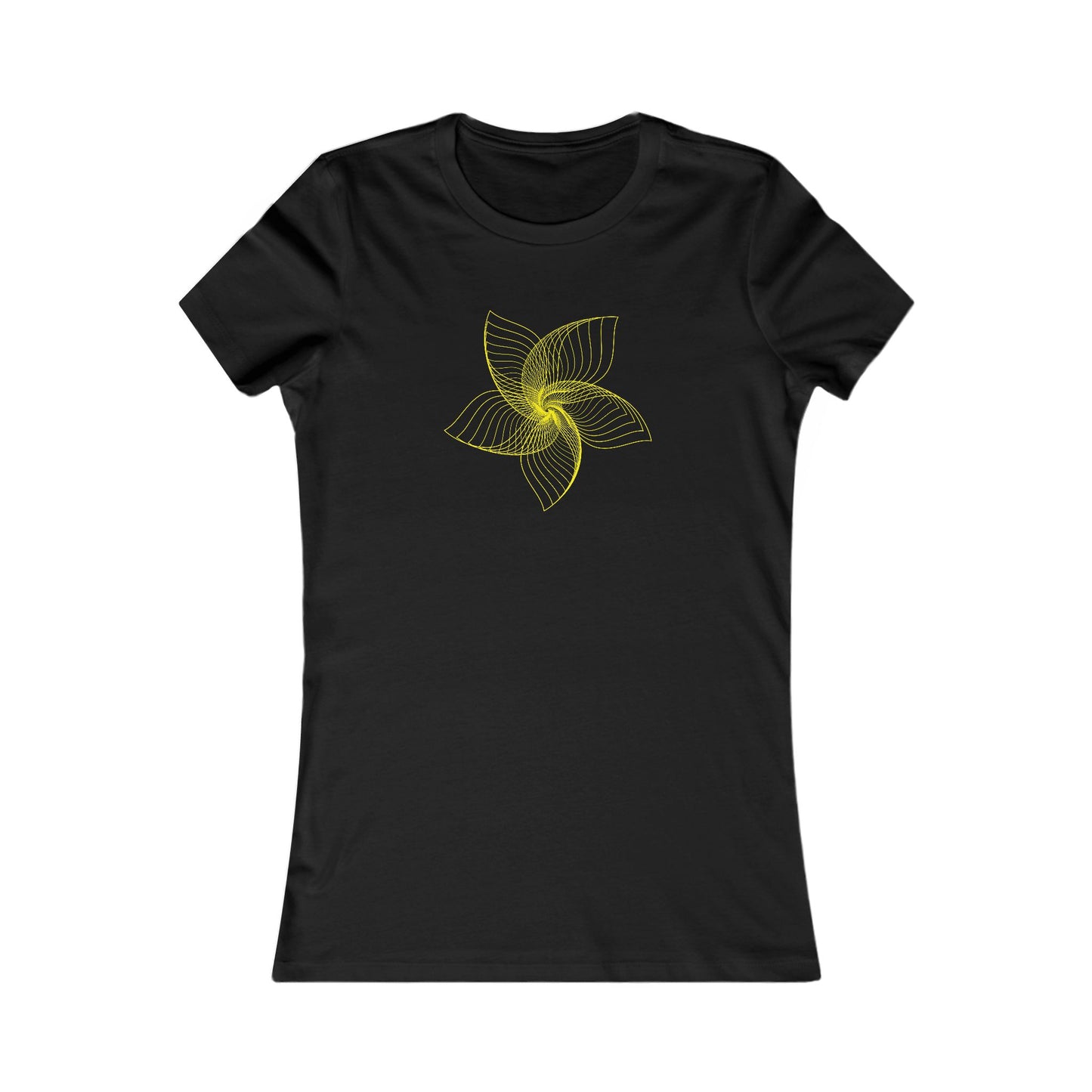 Women's Favorite T-Shirt "Geometric Petal Play" Whimsical 5-Petal Flower Yellow Print