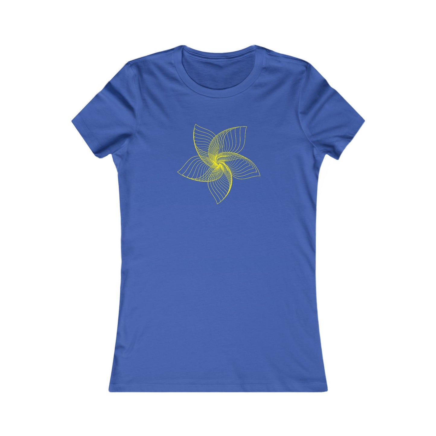 Women's Favorite T-Shirt "Geometric Petal Play" Whimsical 5-Petal Flower Yellow Print