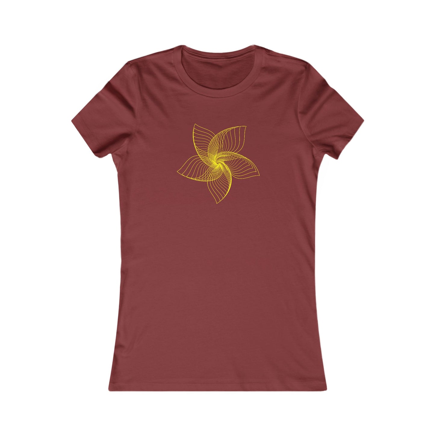 Women's Favorite T-Shirt "Geometric Petal Play" Whimsical 5-Petal Flower Yellow Print