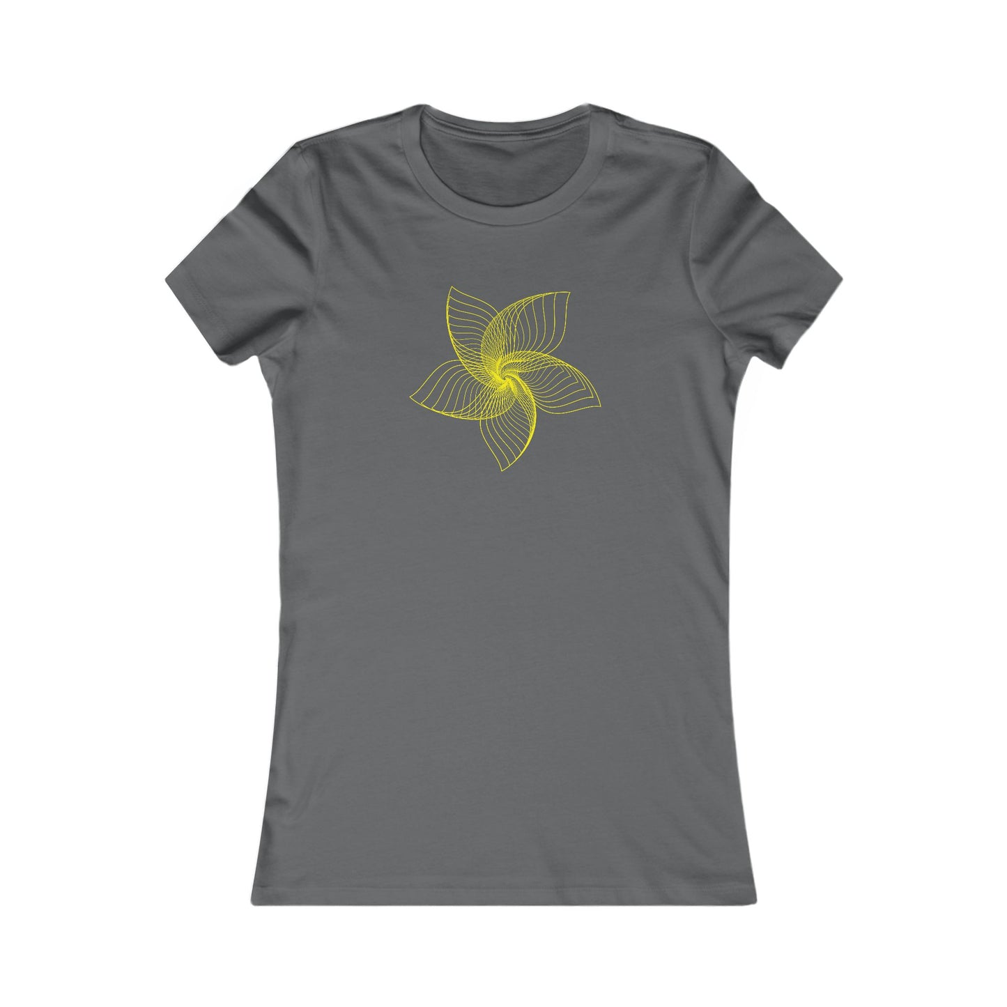Women's Favorite T-Shirt "Geometric Petal Play" Whimsical 5-Petal Flower Yellow Print