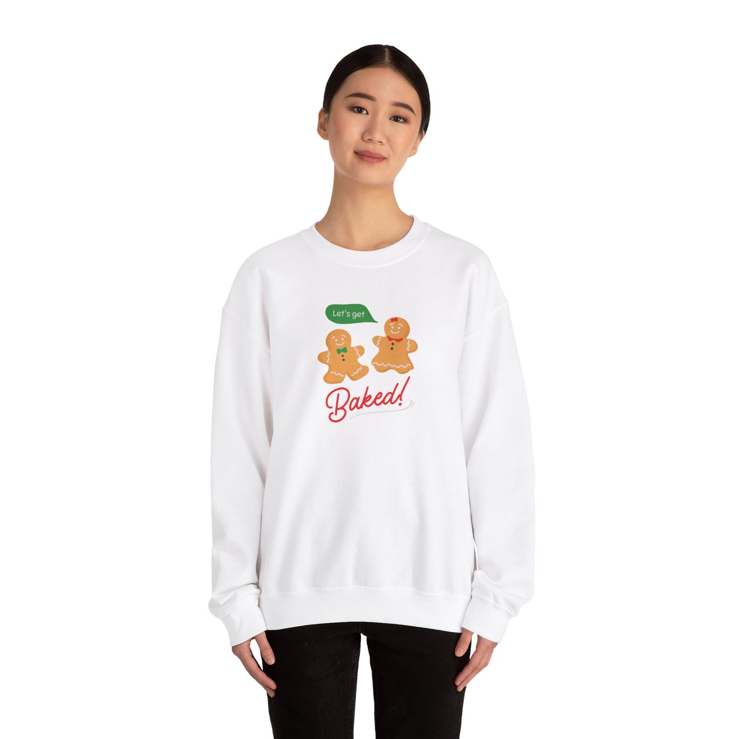 Unisex Heavy Blend Crewneck Sweatshirt Let's Get Baked Gingerbread Design 🍪🎄✨