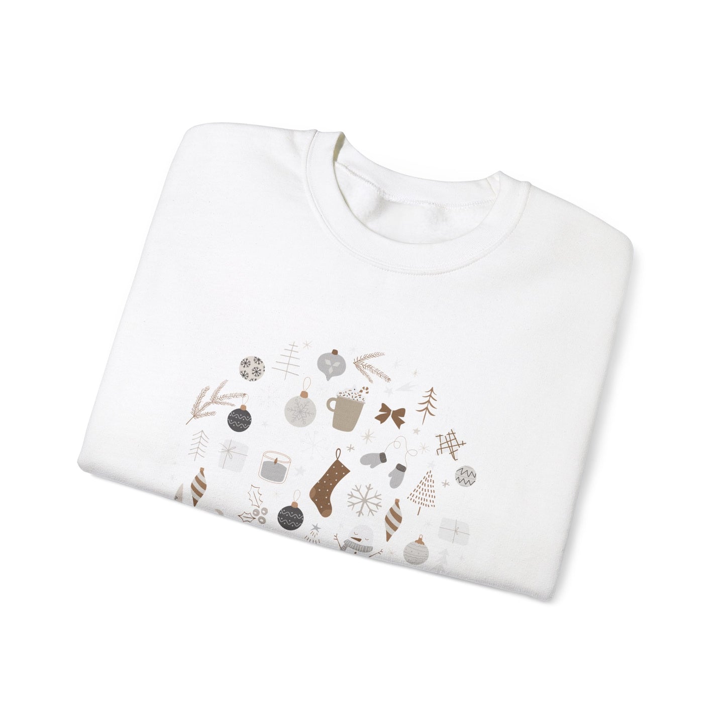 Unisex Heavy Blend Crewneck Sweatshirt Festive Holiday Round Collage 🎄☃️❄️