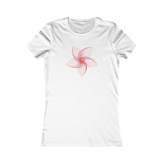 Women's Favorite T-Shirt "Geometric Petal Play" Whimsical 5-Petal Flower Red Print