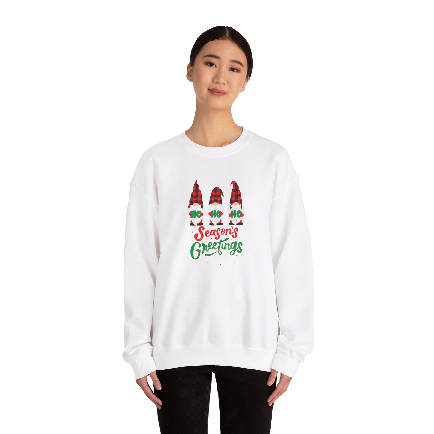 Unisex Heavy Blend Crewneck Sweatshirt Season's Greetings with Santa's Dwarves 🎅🎄✨