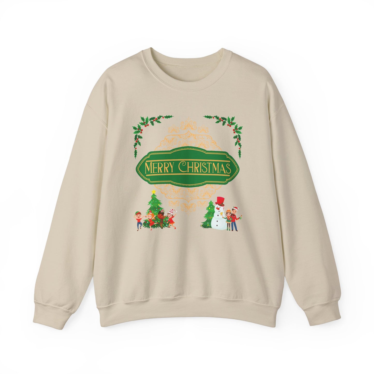 Unisex Heavy Blend Crewneck Sweatshirt Elegant Merry Christmas 🎄☃️✨