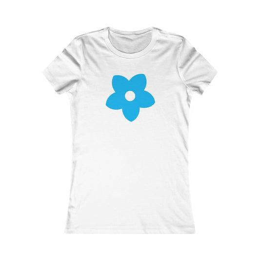 Women's Favorite T-Shirt "Petals of Joy" Playful 5-Petal Flower Design Blue Print