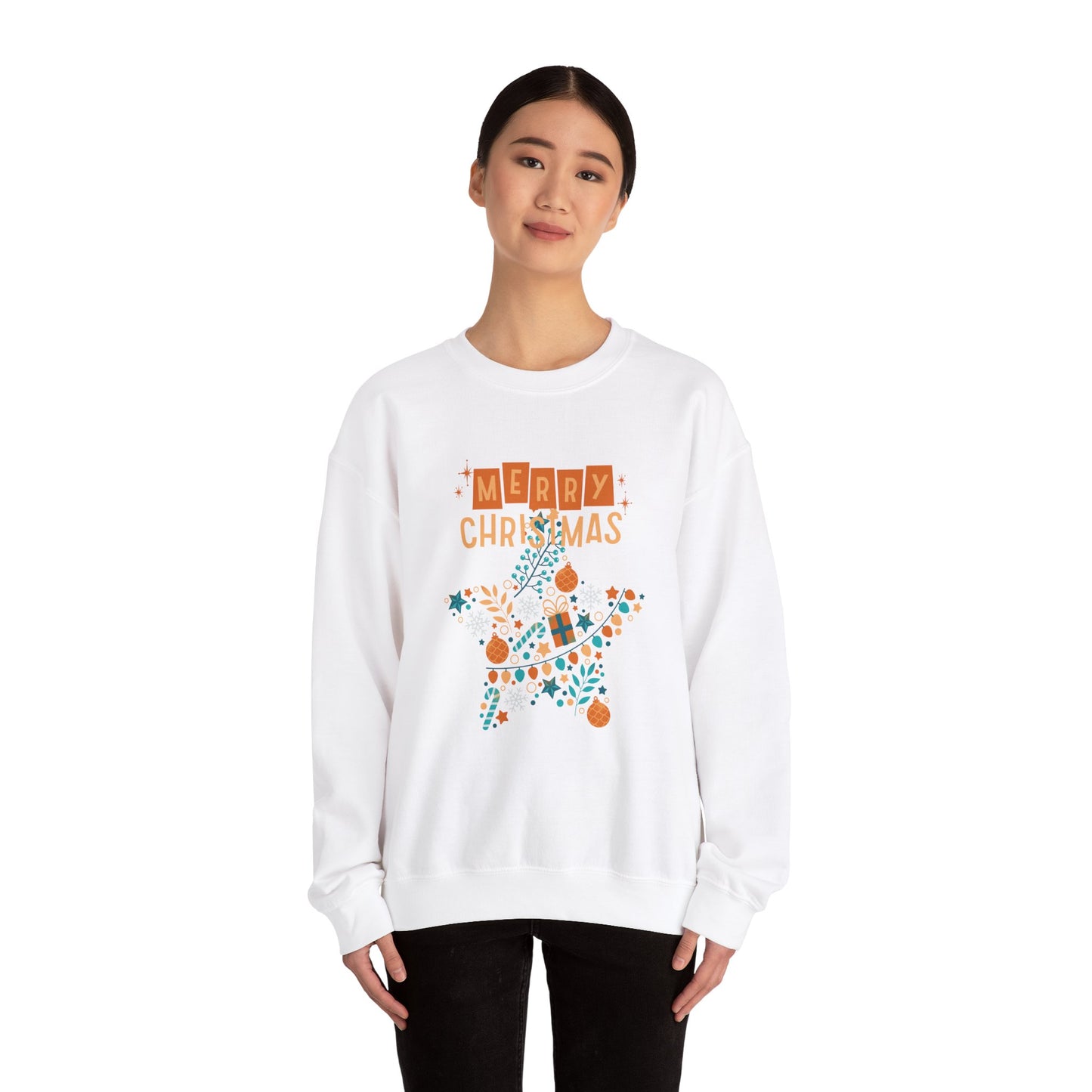 Unisex Heavy Blend Crewneck Sweatshirt Star-Shaped Christmas Montage 🎄⭐️✨