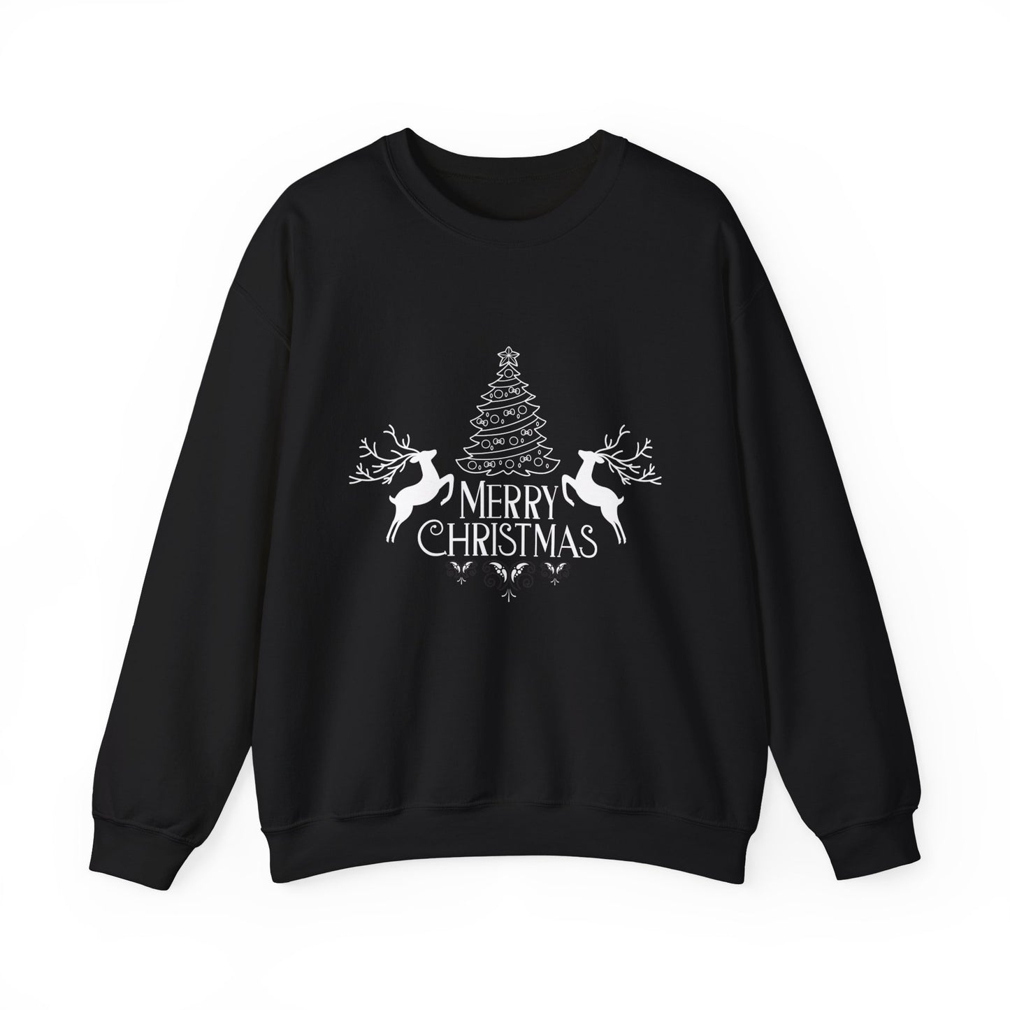 Unisex Heavy Blend Crewneck Sweatshirt Merry Christmas Tree 🎄🦌✨