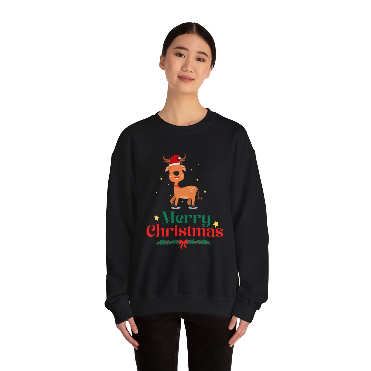 Unisex Heavy Blend Crewneck Sweatshirt Merry Christmas Reindeer 🎄🦌✨