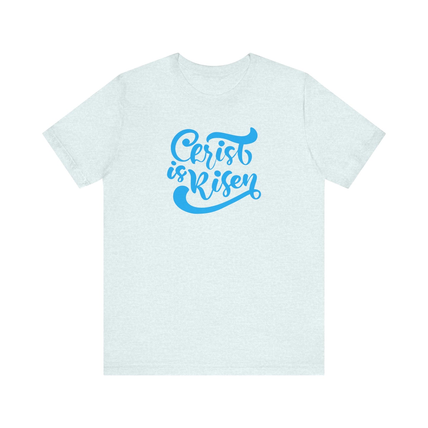 Unisex Jersey Short Sleeve Tee Easter 'Christ is Risen' Blue Print