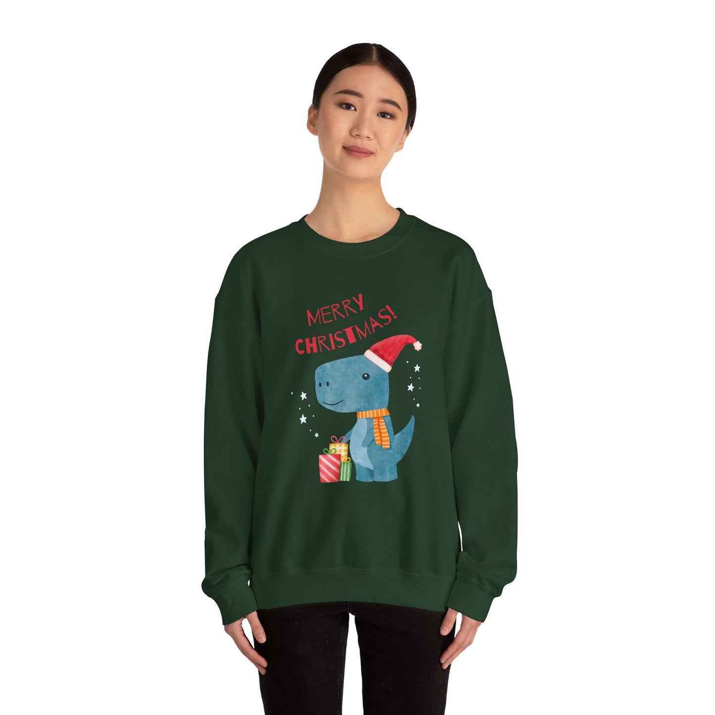 Unisex Heavy Blend Crewneck Sweatshirt Merry Christmas Dino 🎄🦖🎁