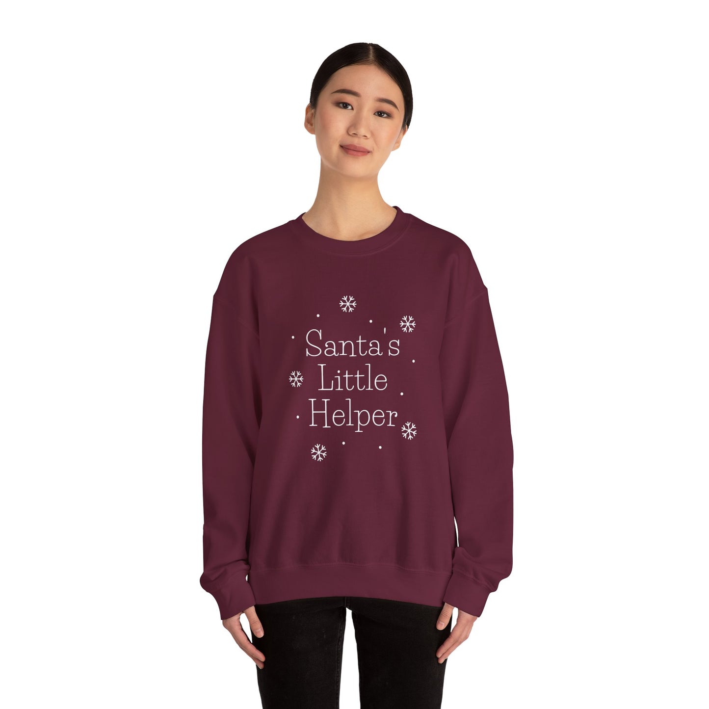 Unisex Heavy Blend Crewneck Sweatshirt Santa's Little Helper with Snowflakes 🎅❄️✨