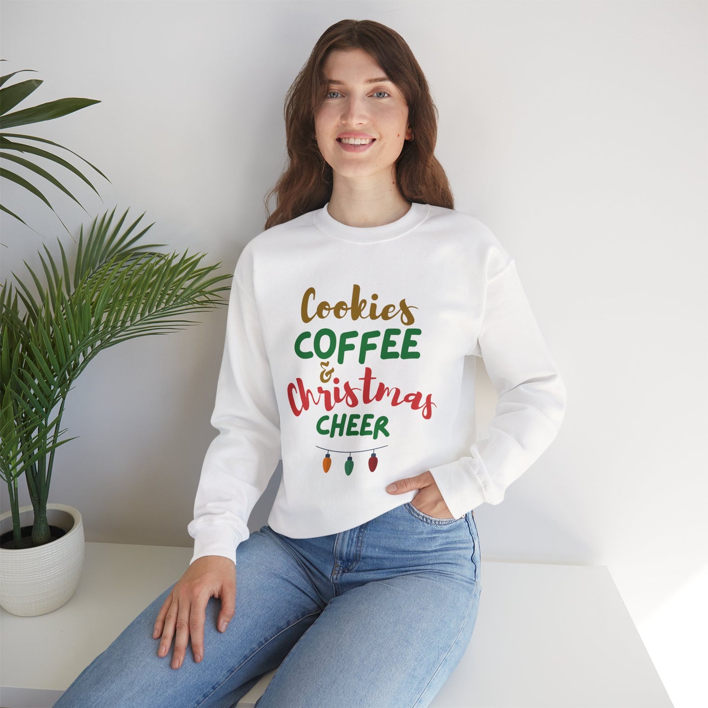 Cookies, Coffee & Christmas Cheer 🍪☕🎄 Unisex Heavy Blend Crewneck Sweatshirt