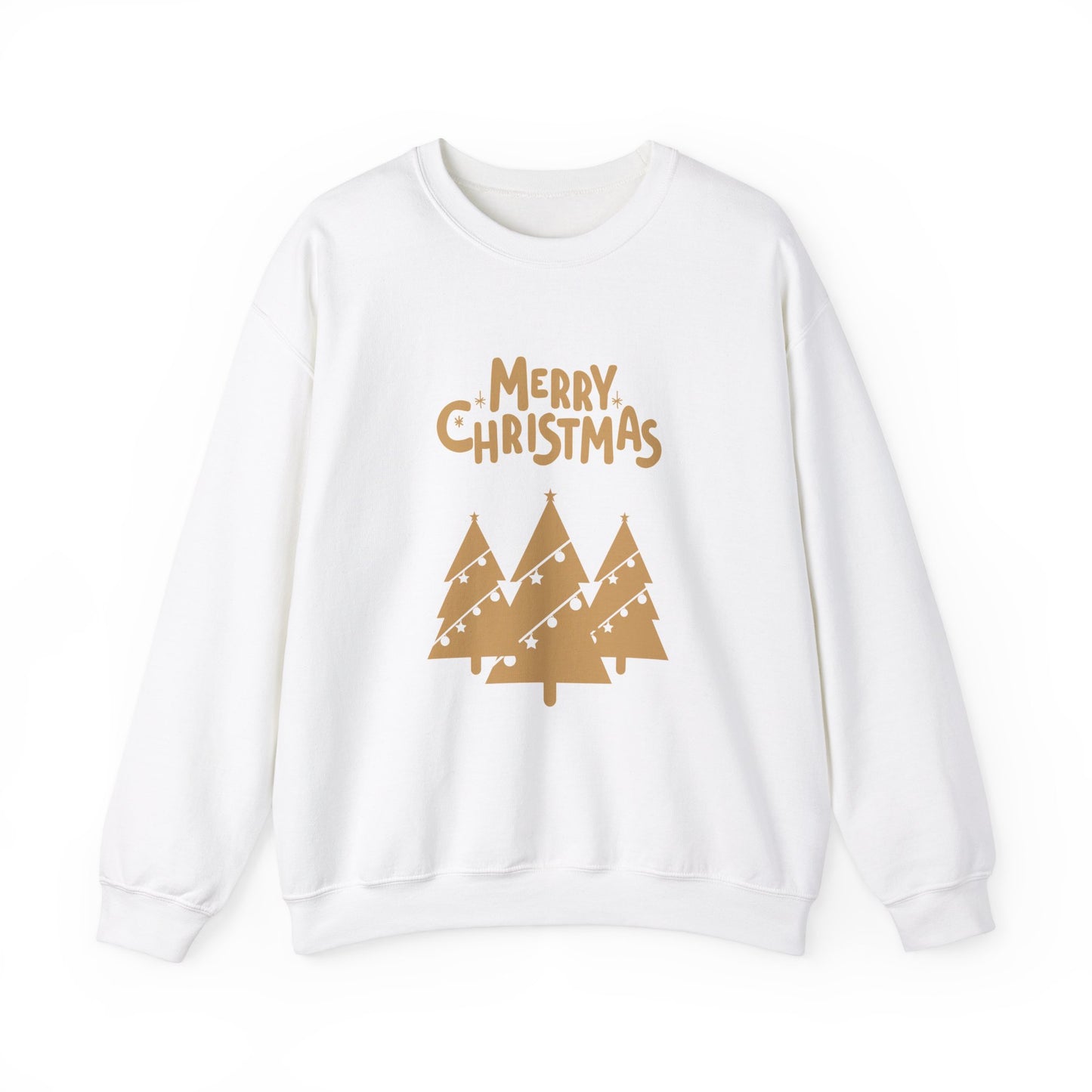 Unisex Heavy Blend Crewneck Sweatshirt Merry Christmas Gold Trees 🎄✨💛