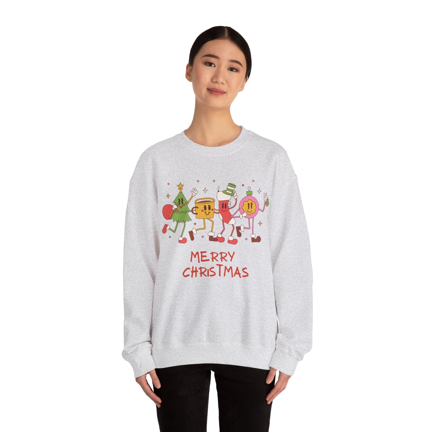 Unisex Heavy Blend Crewneck Sweatshirt Merry Christmas Vintage Style 🎄✨