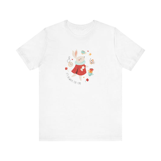 Unisex Jersey Short Sleeve Tee Alice In Wonderland Inspired "It's Always Tea Time"