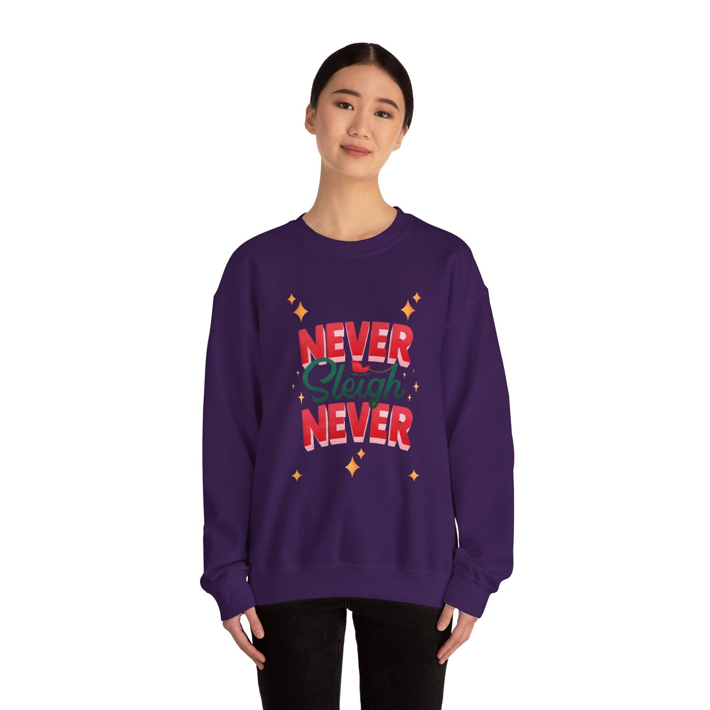 Unisex Heavy Blend Crewneck Sweatshirt Never Sleigh Never 🎄✨