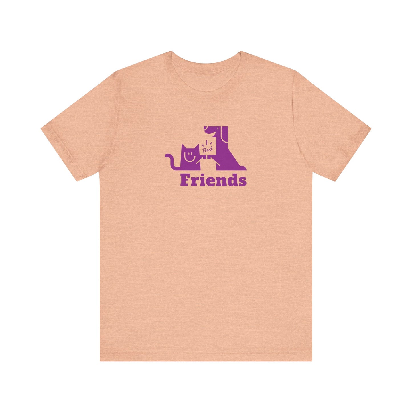 Unisex Jersey Short Sleeve Tee Cat & Dog Hi-5 Each Other Best Friends Purple Print