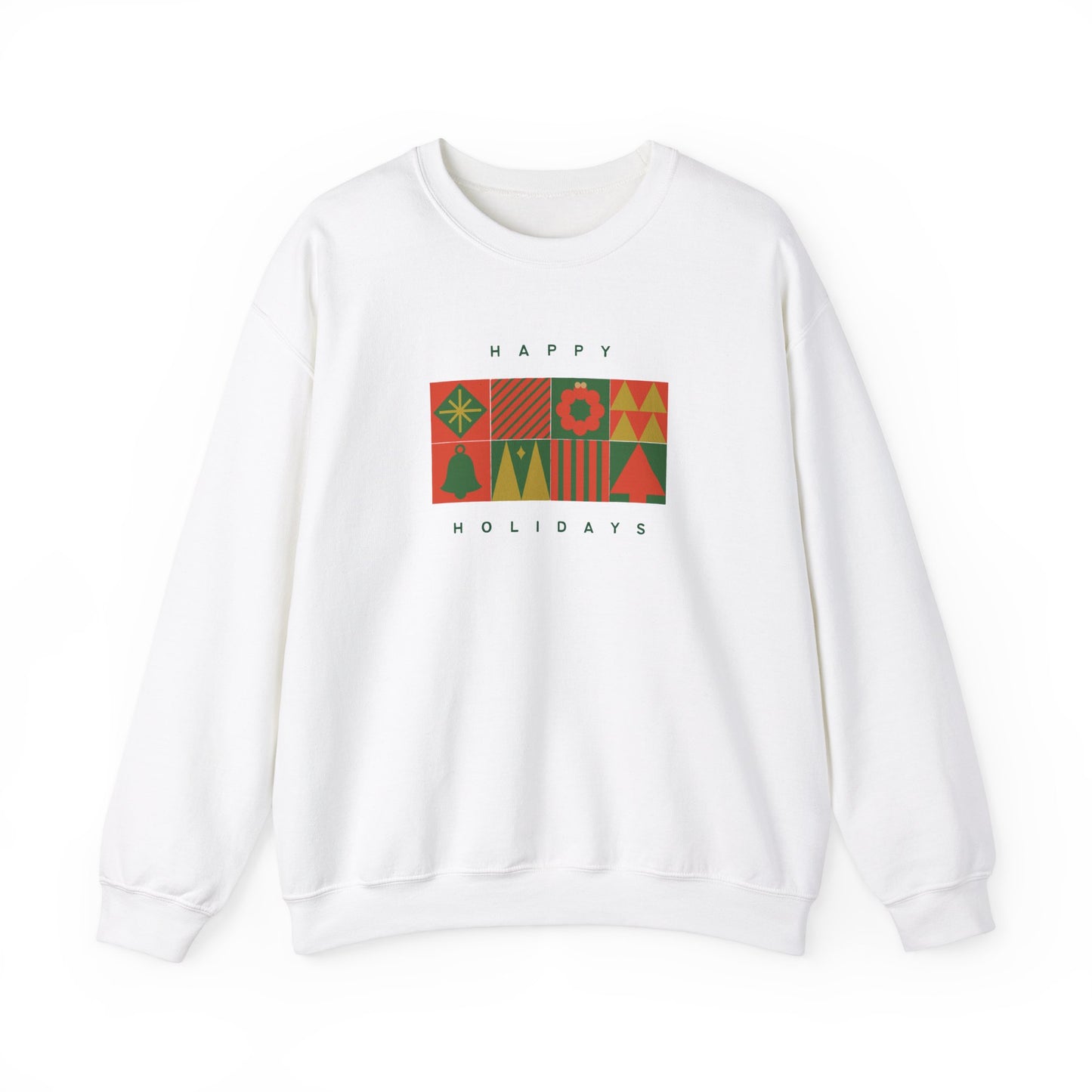 Unisex Heavy Blend Crewneck Sweatshirt Happy Holidays with Festive Elements 🎉🎄✨