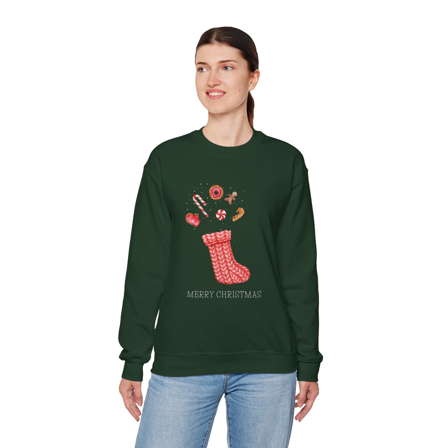 Cozy Christmas Sock 🎄🧦🍩 Unisex Heavy Blend Crewneck Sweatshirt