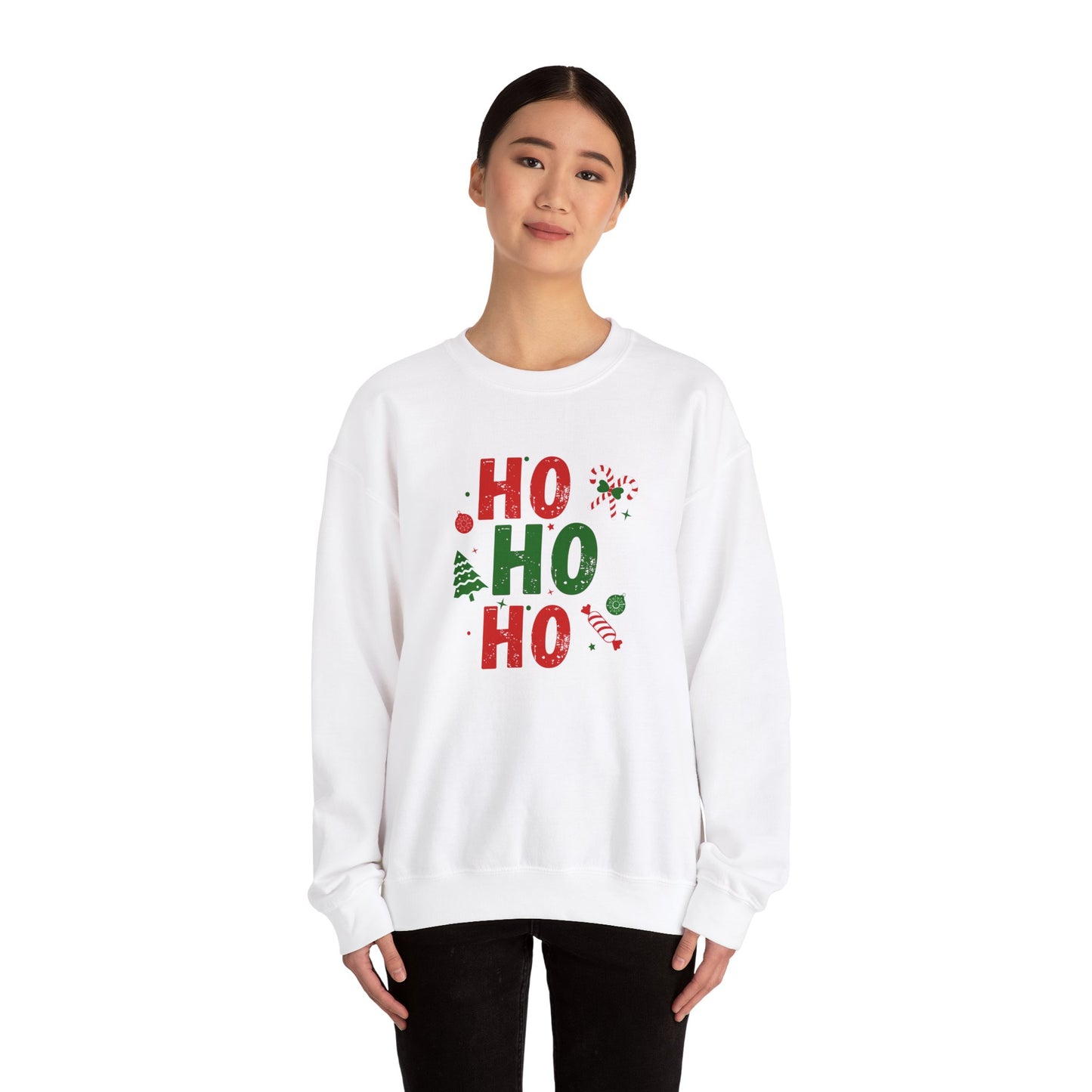 Unisex Heavy Blend Crewneck Sweatshirt Festive HO HO HO 🎅🎄✨