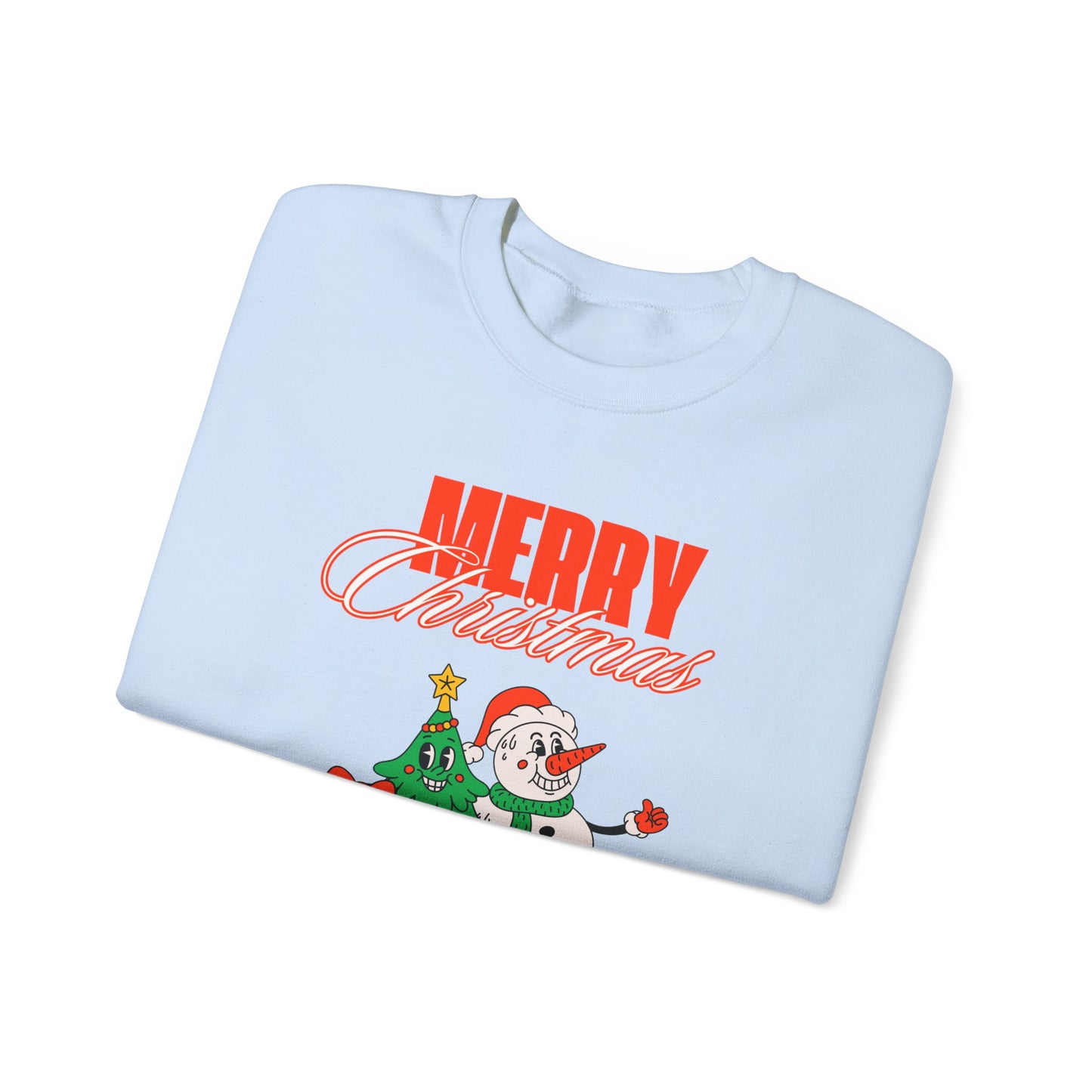 Unisex Heavy Blend Crewneck Sweatshirt Merry Christmas with Snowman & Tree 🎄☃️✨