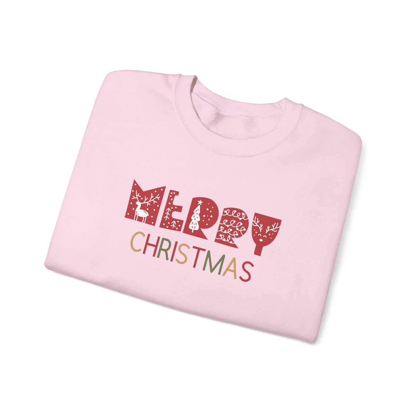 Unisex Heavy Blend Crewneck Sweatshirt Merry Christmas with Colorful Elements 🎄✨