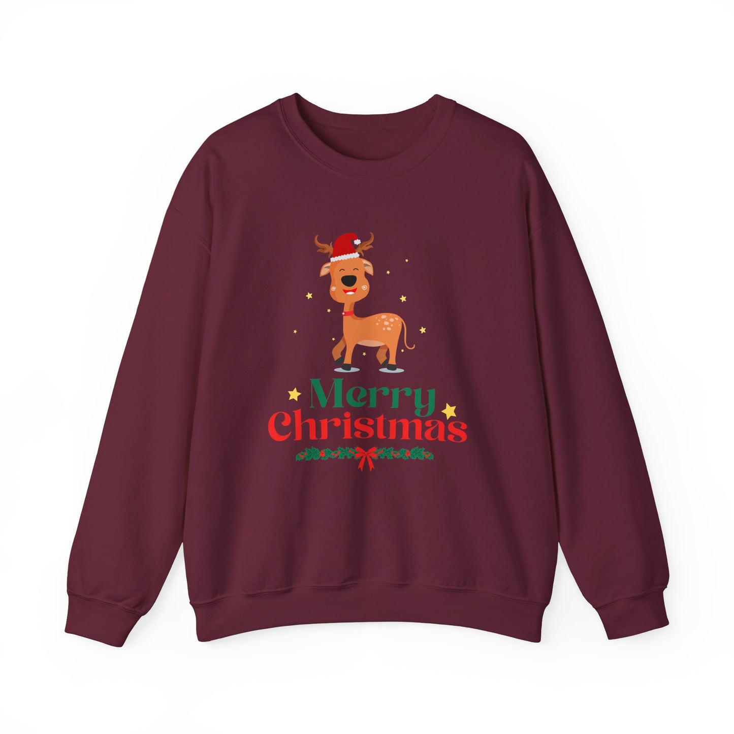Merry Christmas Reindeer 🎄🦌✨ Unisex Heavy Blend Crewneck Sweatshirt