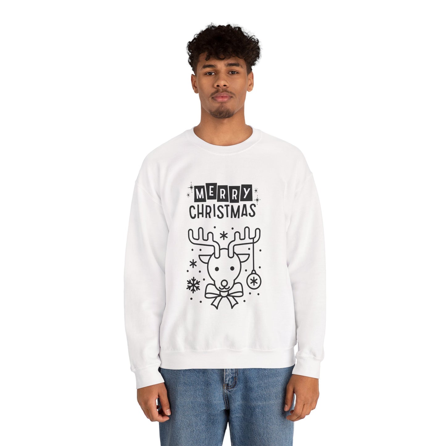 Merry Christmas Reindeer 🎄🦌✨ Unisex Heavy Blend Crewneck Sweatshirt