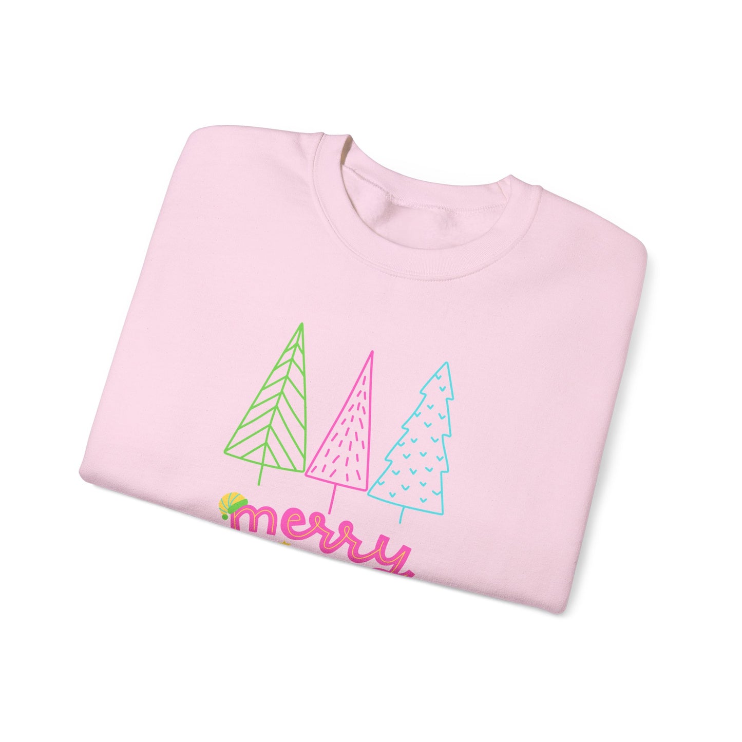 Unisex Heavy Blend Crewneck Sweatshirt Neon Christmas Trees 🎄✨🌈