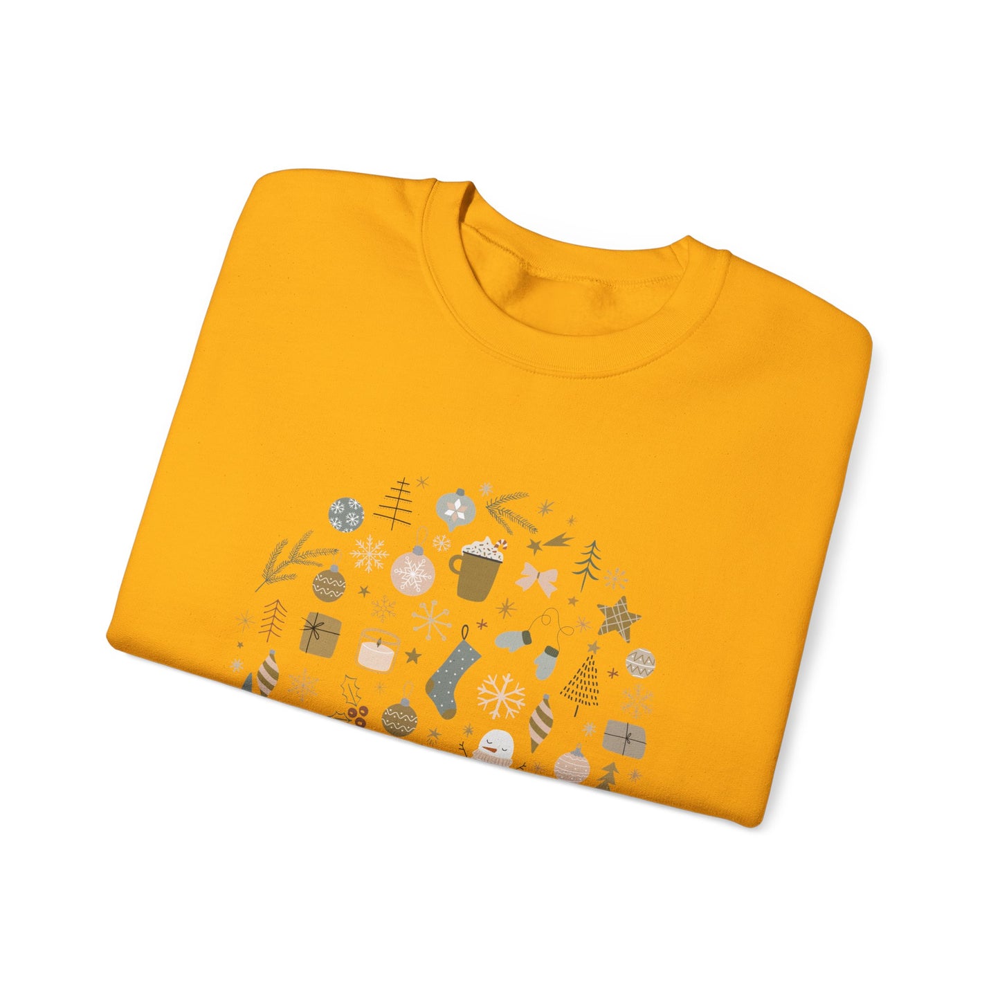 Unisex Heavy Blend Crewneck Sweatshirt Festive Holiday Round Collage 🎄☃️❄️