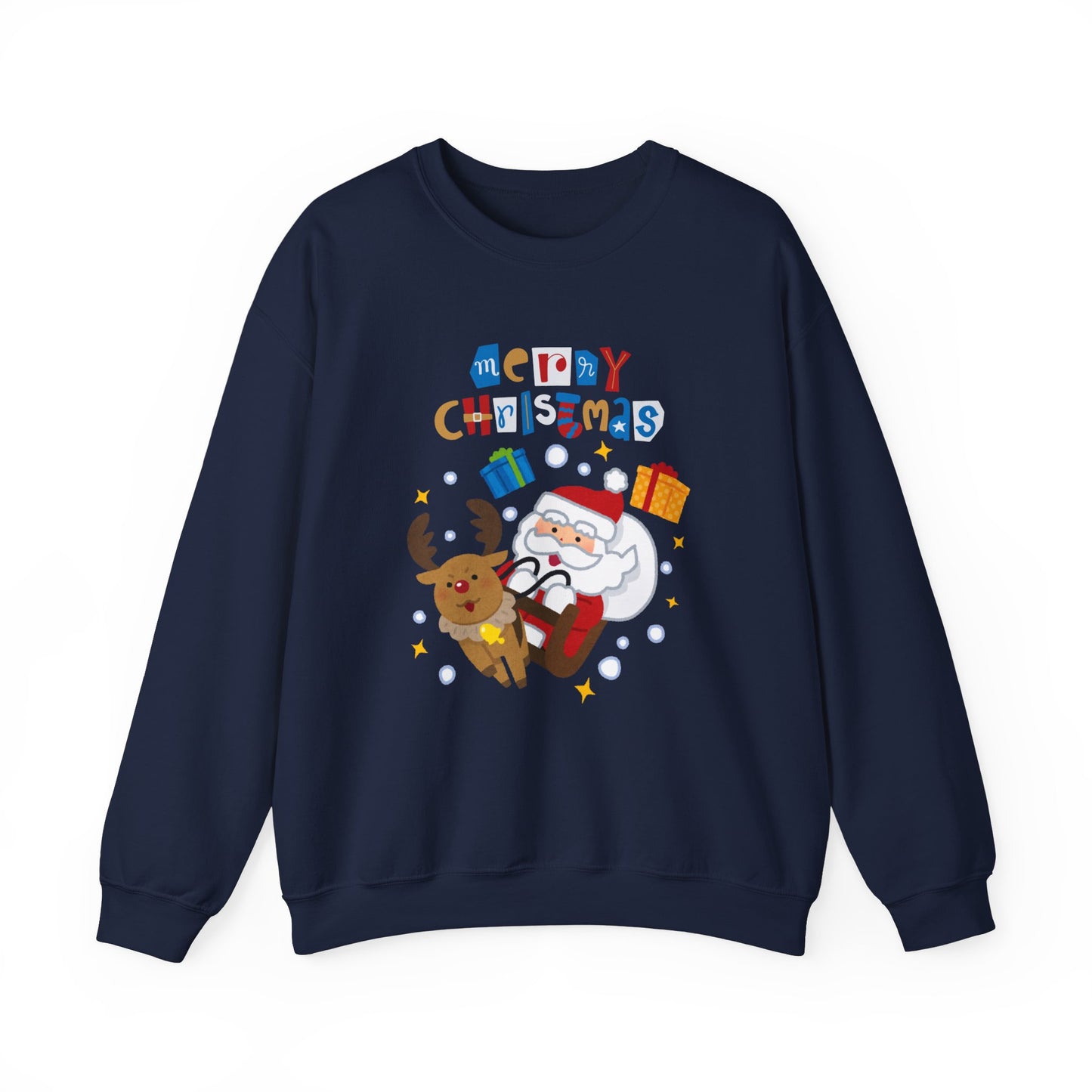 Unisex Heavy Blend Crewneck Sweatshirt Santa & Reindeer Merry Christmas 🎅🦌✨