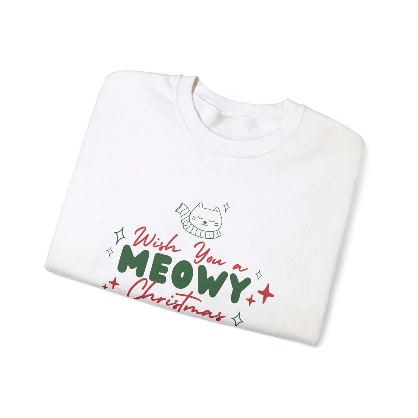 Unisex Heavy Blend Crewneck Sweatshirt Wish You a Meowy Christmas 🐾🎄✨