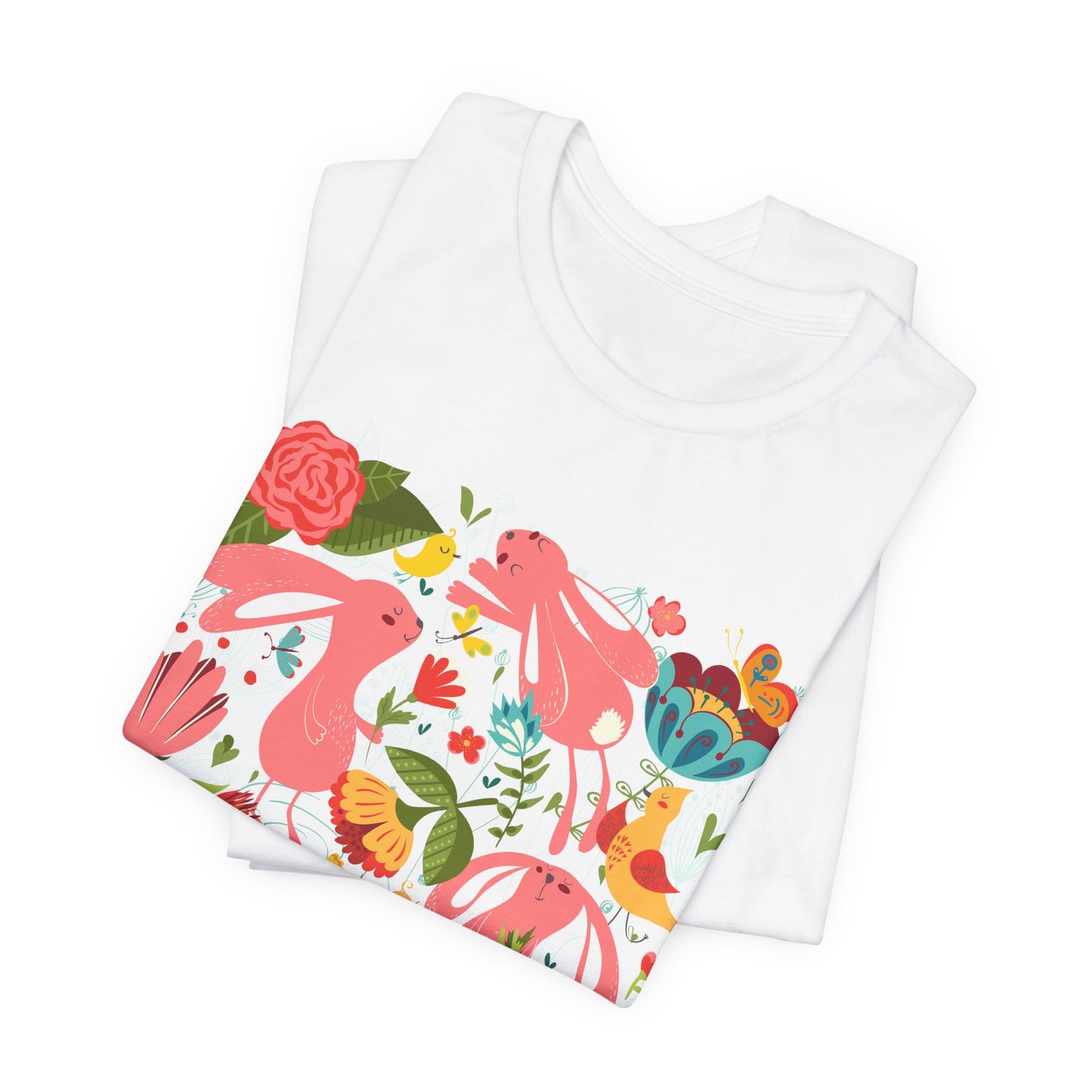 Bunny Bonanza Colorful Boho Easter Rabbit Trio Unisex Jersey Short Sleeve Tee