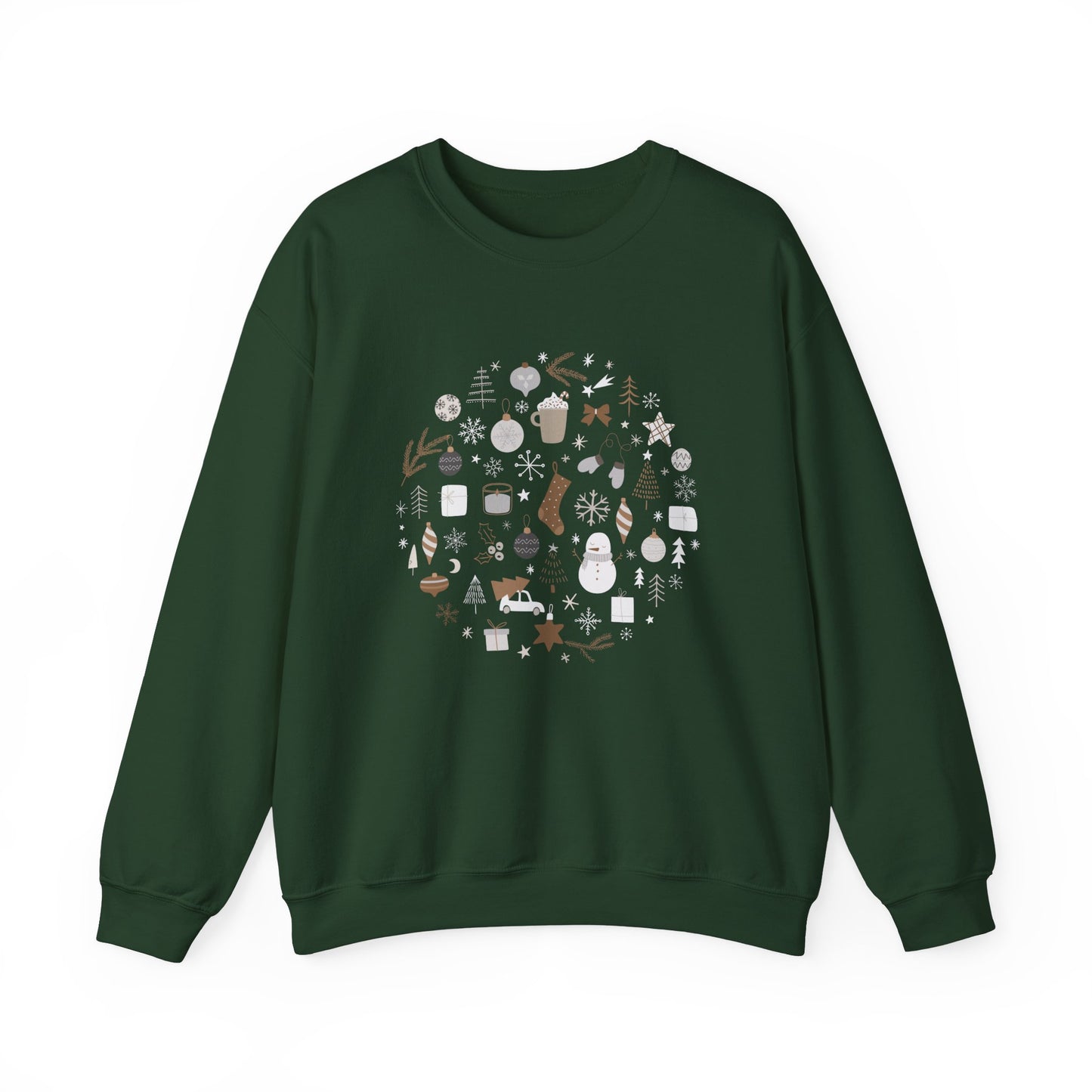 Unisex Heavy Blend Crewneck Sweatshirt Festive Holiday Round Collage 🎄☃️❄️