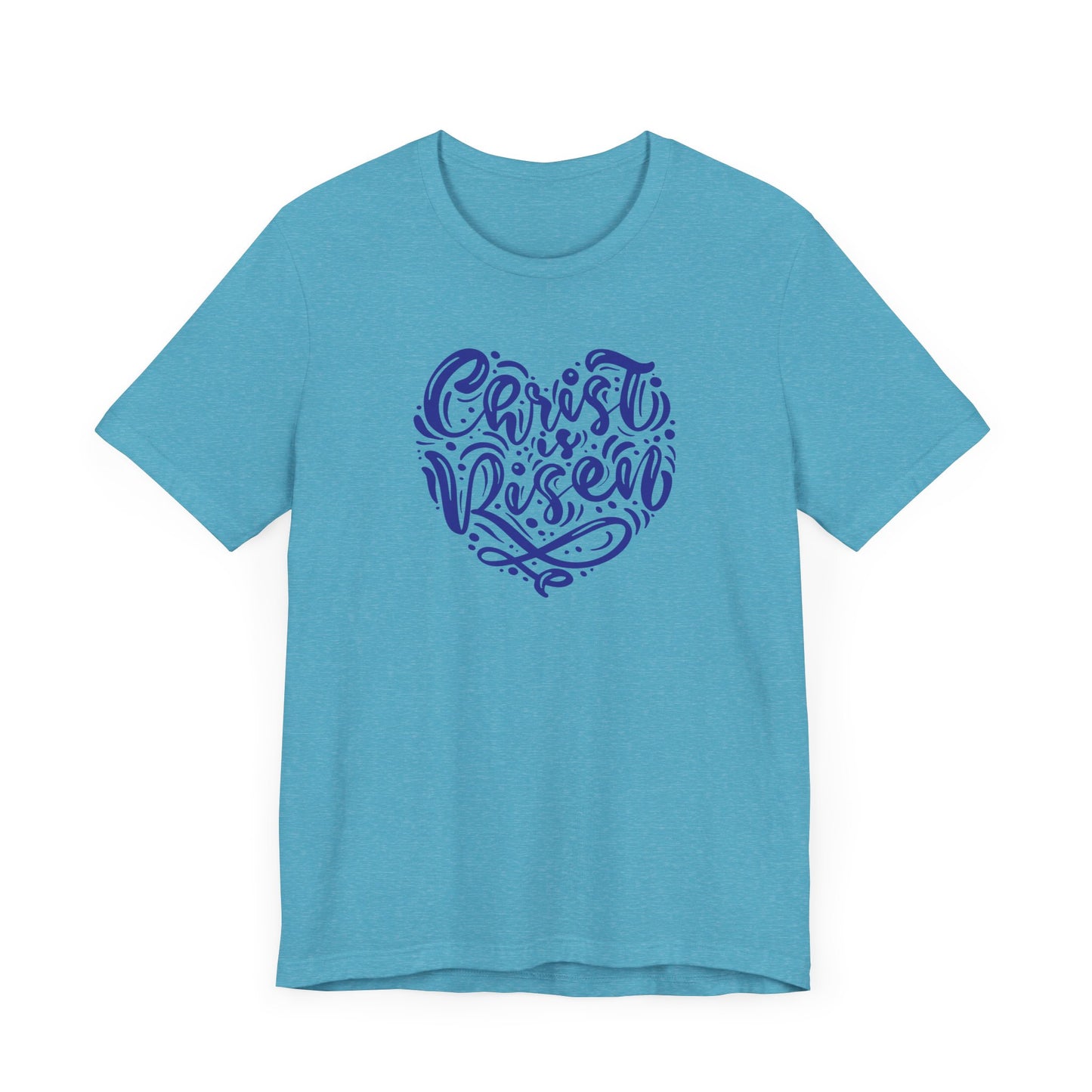 Christ is Risen Heart Shaped Navy Print Unisex Jersey Short Sleeve Tee