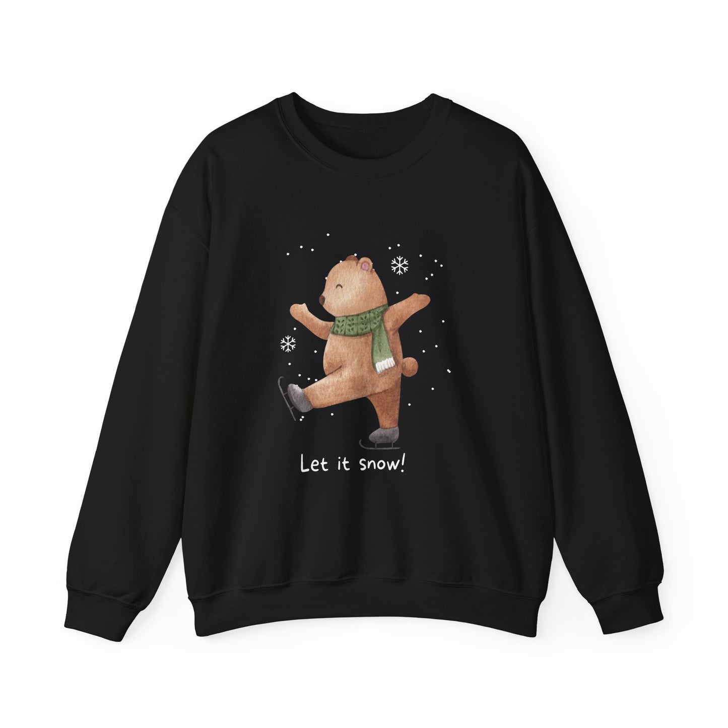 Unisex Heavy Blend Crewneck Sweatshirt Let It Snow Teddy Bear Ice Skating ❄️🐻