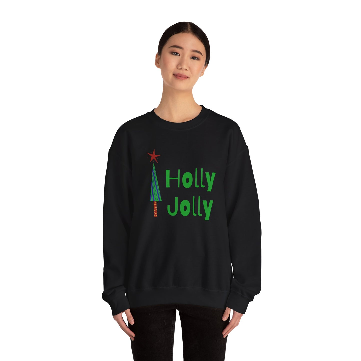 Unisex Heavy Blend Crewneck Sweatshirt Holly Jolly Christmas Tree 🎄✨