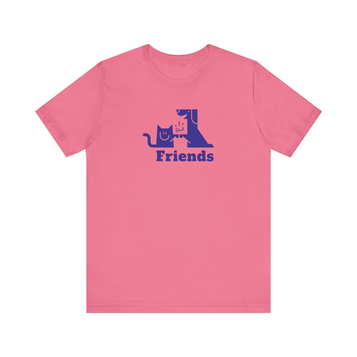 Cat & Dog Hi-5 Each Other Best Friends Navy Print Unisex Jersey Short Sleeve Tee